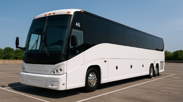 Exterior of Charter Bus Company Jersey City's 45 Passenger Charter Bus in Jersey City