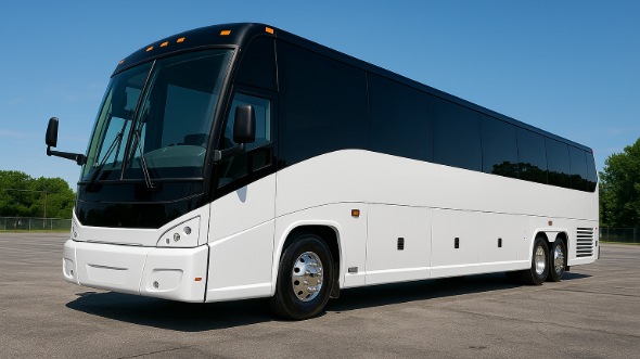 Exterior of Charter Bus Company Jersey City's 51 Passenger Charter Bus in Jersey City